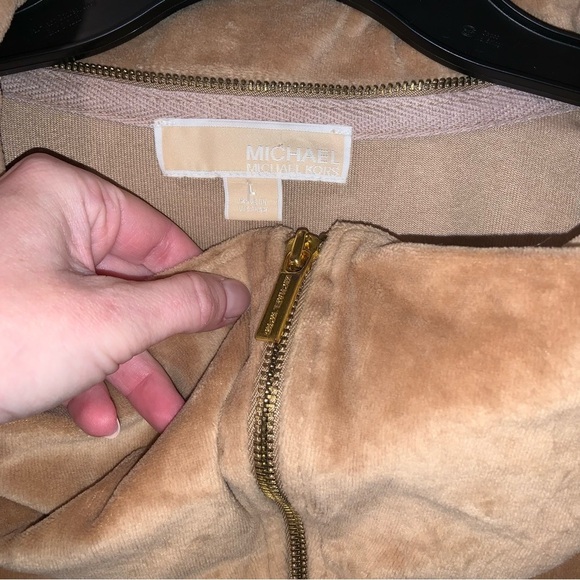 Michael Kors Women's Velour Jacket Brown Size L Casual Mid-Length - Picture 3 of 4